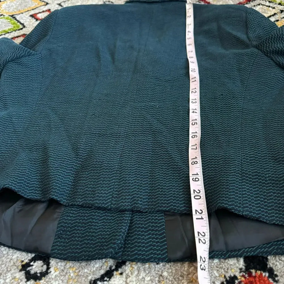 Giorgio Armani Womens Wool Blazer Coat Size 12 Blue Green Long Sleeves Chic - Picture 8 of 9